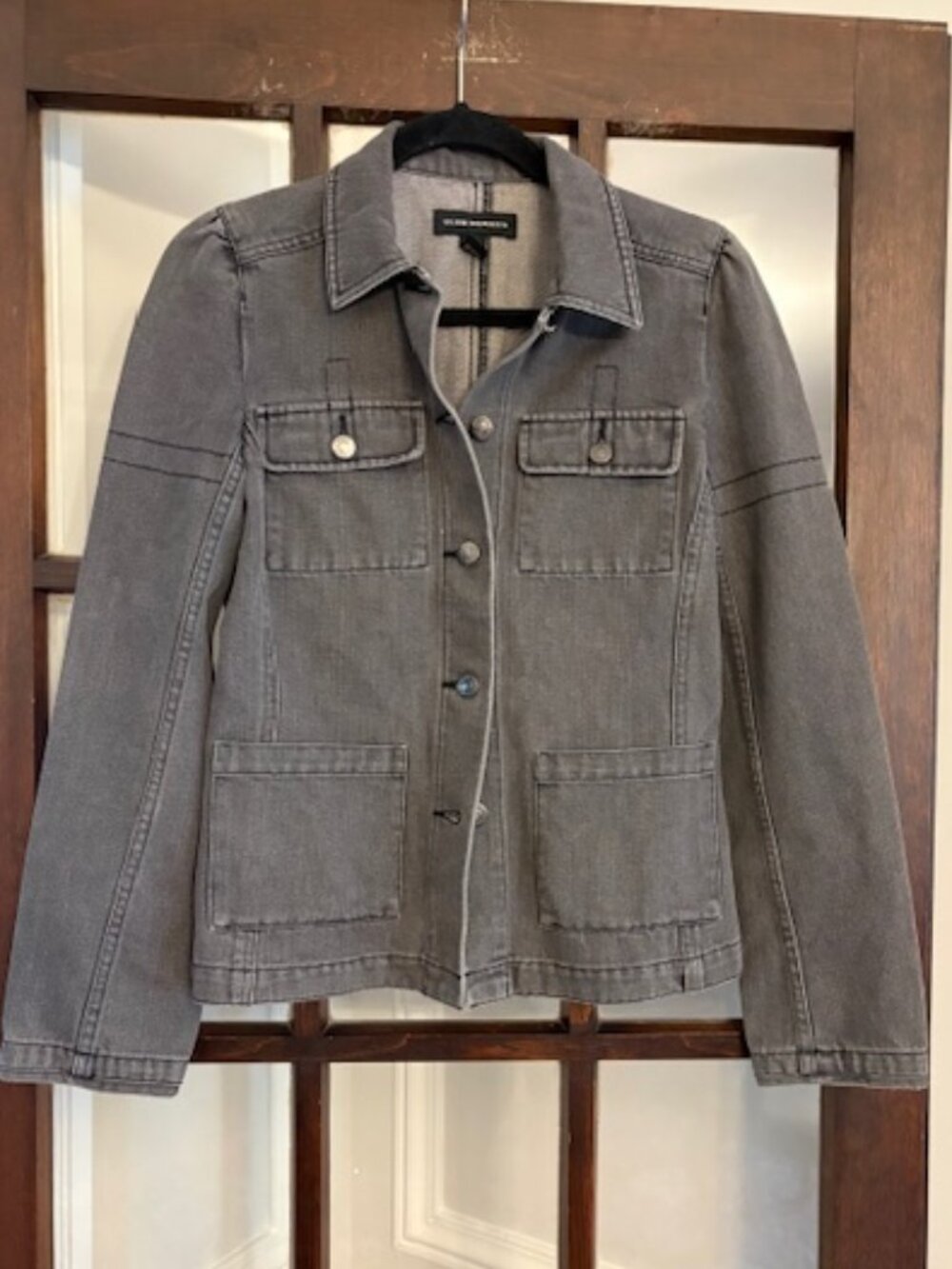Club Monaco Gray Denim Utility Jacket, Size Small